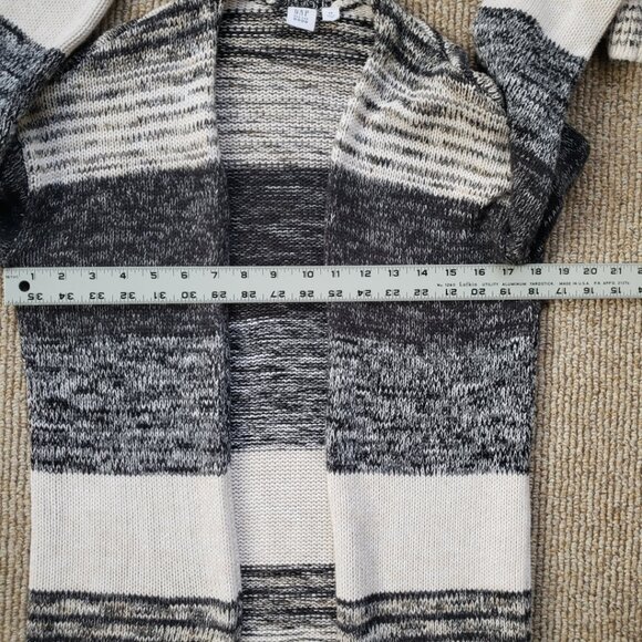 Gap Open Front Duster Cotton Cardigan Black - Gray - Cream Womens XS - Picture 6 of 8